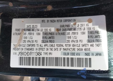 2024 Mazda Cx-90 3.3 Turbo Preferred Plus from USA, damaged, VIN JM3KKCHDXR1113464